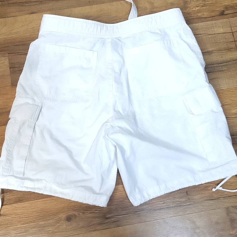 LAUREN RALPH LAUREN White Belted Cargo Short with Drawstring Hem
